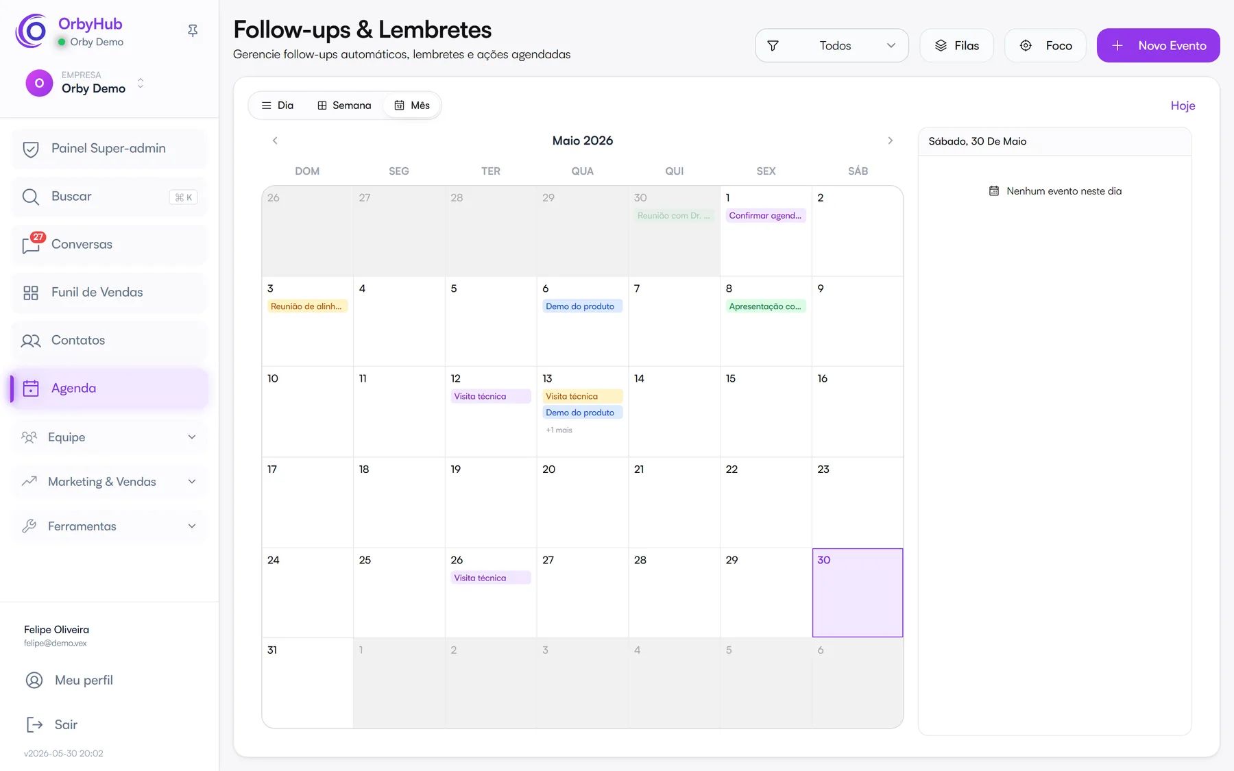 Agenda da OrbyHub